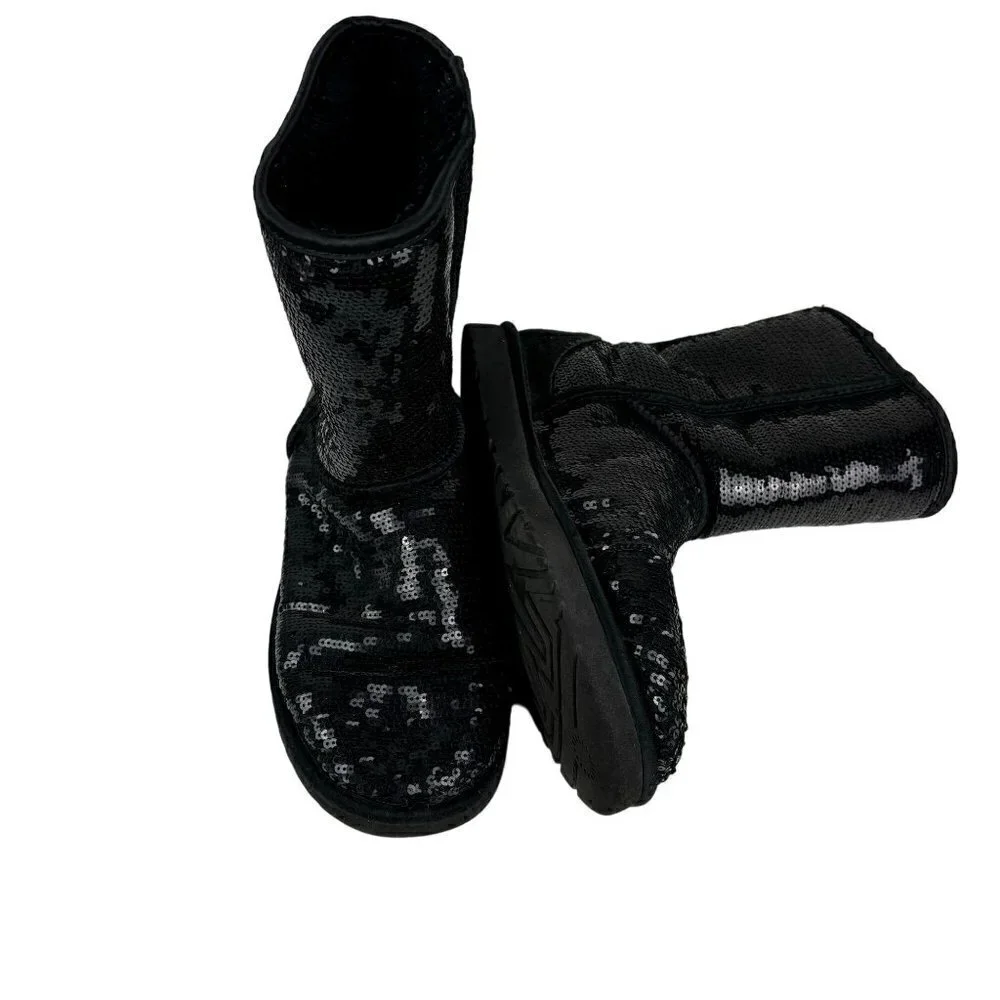UGG Classic Short Chunky Sequin Boot Black 8